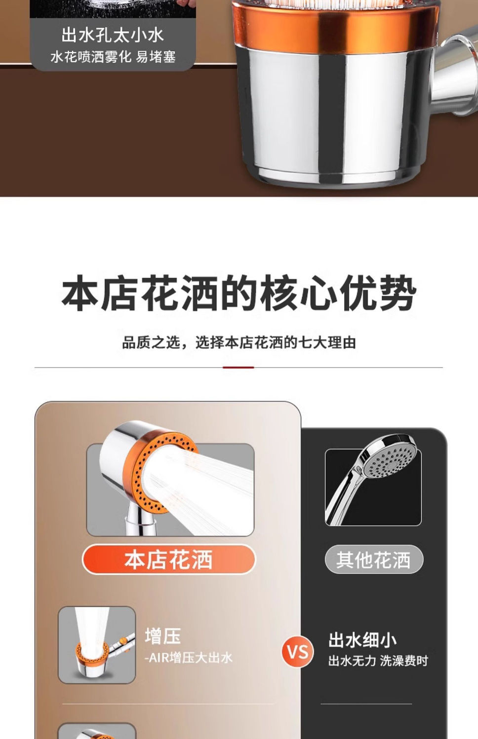 Description Picture 5 of itemNew Large Panel Black High Pressure Shower Head 6 Modes 9 IN 1 Spray with Filter Rain SPA Shower Faucet Bathroom Accessories