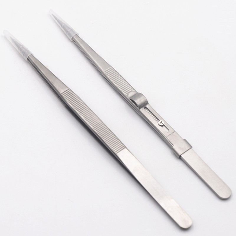 带槽镊子防滑钻石镊子珠宝镊子弹性不锈钢 宝石钻石夹子耐用工具