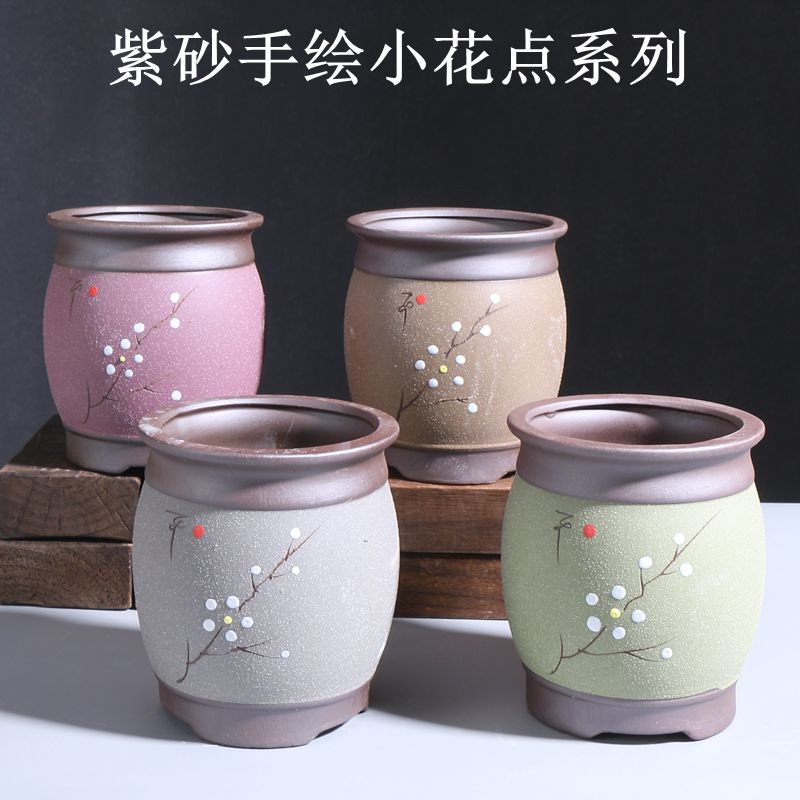 紫砂手绘小花点系列