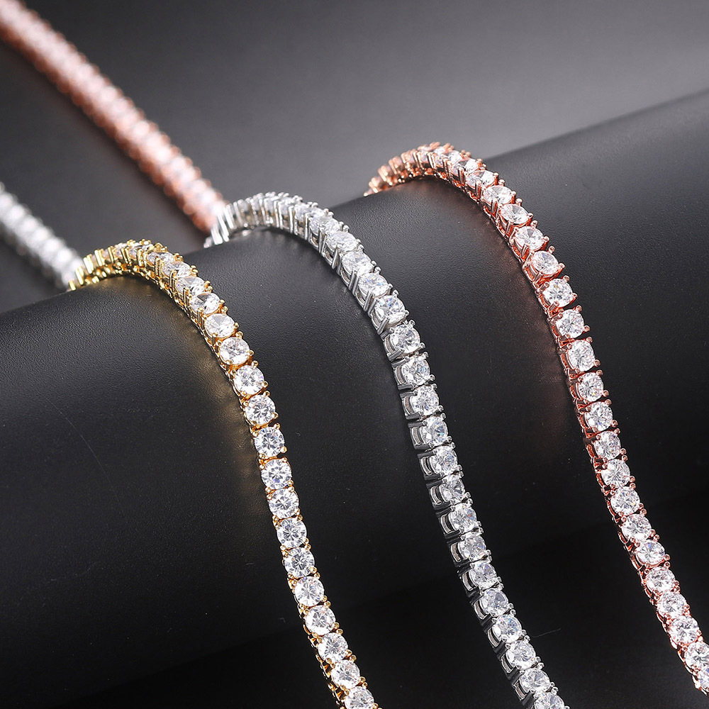 Fashion Round Copper Inlay Zircon Unisex Bracelets Necklace 1 Piece