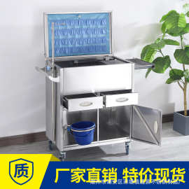 医院诊所不锈钢抢救车翻盖药品换药送药急救车输液仪器推车麻醉柜