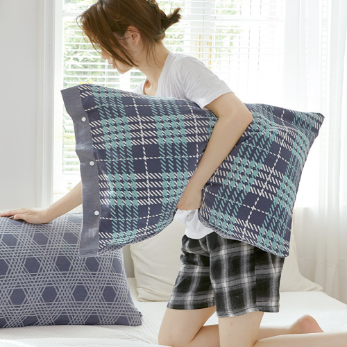 Pure Cotton Gauze Pillowcase with Full Packaging, Secure Fixing Anti-Slip All-Cotton Pillowcase Set, Non-Slip Pillowcase that Does Not Drop