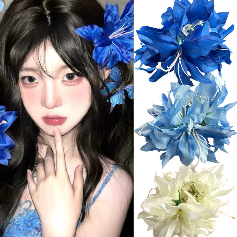 Super fairy lily flower hairpin travel simulation three-dimensional flower hair accessories holiday photo atmosphere shark clip