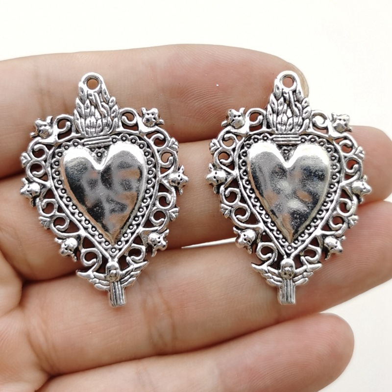 DIY Jewelry Accessories Classification 10 Pieces Quantity 10 Pieces Diameter 4mm Zinc Alloy Heart Shape Pendant