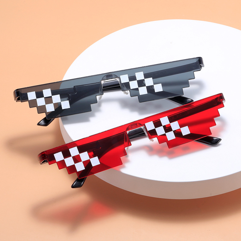 新款大小馬赛克眼镜搞怪墨镜网红眼镜蹦迪装逼二次元太阳镜装饰镜