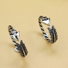 S925纯银原创设计手工编织箭头戒指女个性韩版复古泰银食指戒女士