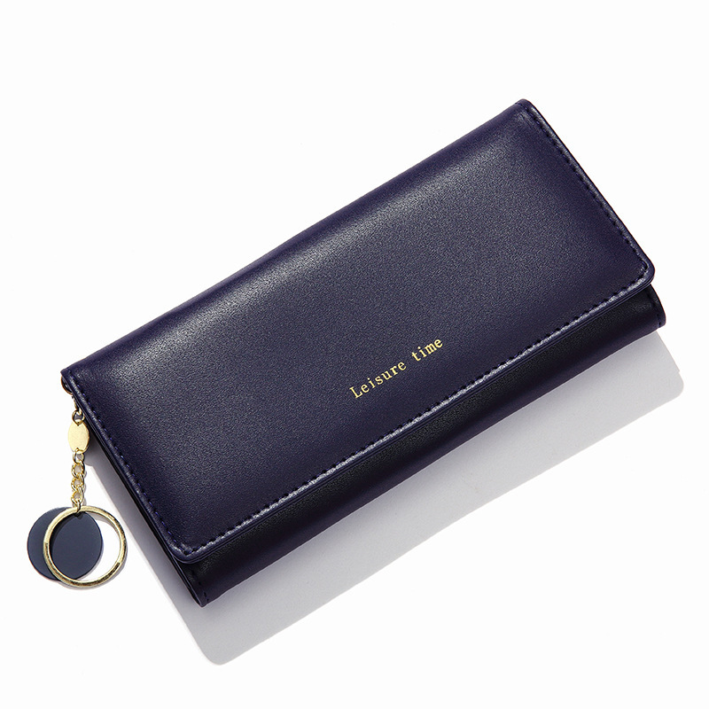 Cartera de mujer larga bolsa de tarjetas de color sólido gran capacidad de mujer alta sensación de cremallera transfronteriza billetera de moda mujer image 8