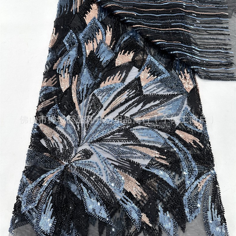 Nuevo diseño Gaoding vestido de boda transfronterizo tela de moda tubo de perlas bordado tela de malla tela de encaje