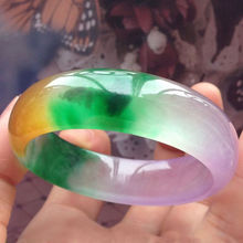 精美玉器三彩新矿翡翠手镯冰种福禄寿三色玉镯女款石英岩质玉