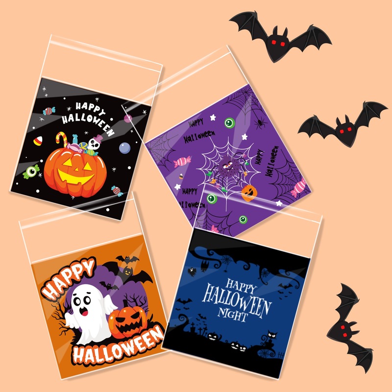 クロスボーダーハロウィン雰囲気粘着クッキーバッグスノーフレークペストリーキャンディ包装袋ハロウィンパーティーギフト粘着バッグ|undefined