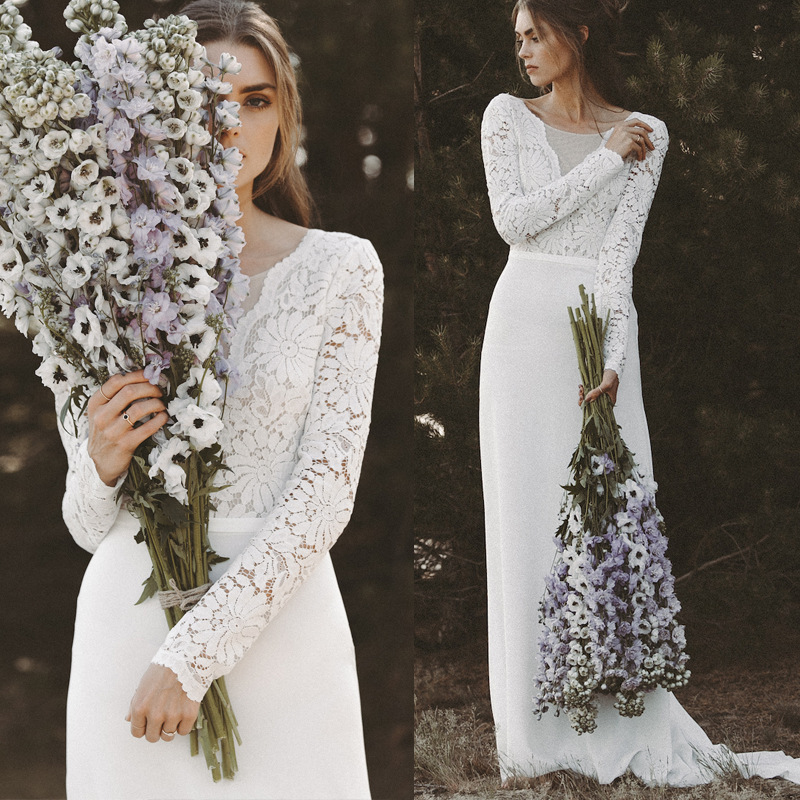 Aliexpress European and American Cross-Border Wedding Dress Bohemian Retro Style Dress Sexy Lace Backless Chiffon Light Wedding Dress Aliexpress European and American Cross-Border Wedding Dress Bohemian Retro Style Dress Sexy Lace Backless Chiffon Light Wedding Dress