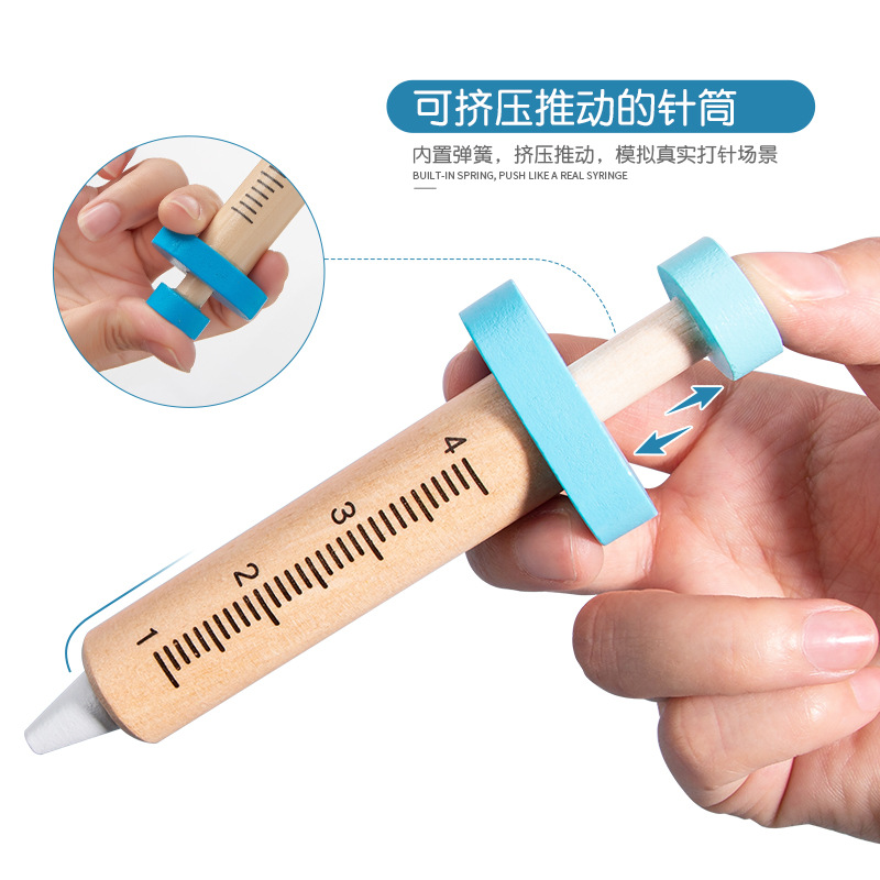 Niños de madera educación temprana niño niña mochila escolar médico estetoscopio cacase botiquín regalo juguete juego