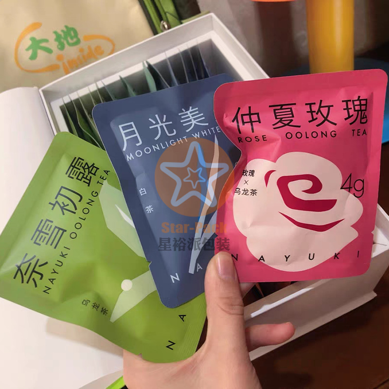 精美彩印哑光磨砂牛皮纸加厚镀铝花茶包装袋