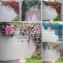 仿真玫瑰花墙装饰网红瀑布花墙民宿景区造景拍照打卡户外景点