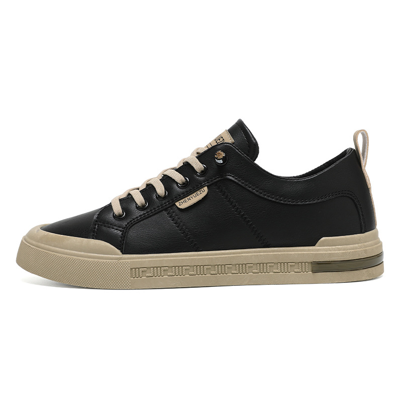 Zapatos transfronterizos de hombre, zapatos transpirables de alto nivel, zapatos de skate de un pie, zapatos de cuero casuales de hombre, zapatos deportivos de cuero PU pequeños zapatos blancos