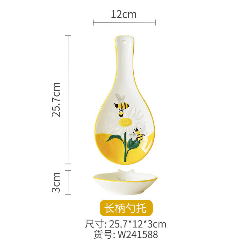 Estante de cuchara de girasol de abeja de primavera, soporte de cuchara, soporte de cuchara de sopa, mesa de comedor, palillos, cuchara, servilleta, estante de cocina