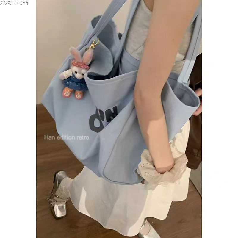 帆布包包少女学生上课通勤单肩包百搭托包大容量外出手提布袋包|undefined