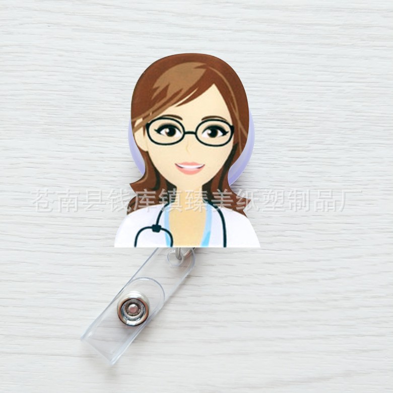 Nueva linda moda coreana de dibujos animados hebilla fácil de tirar tarjeta de trabajo clip de insignia certificado hebilla telescópica clip de insignia al por mayor