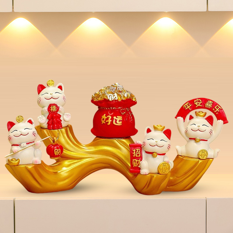 クリエイティブ招き猫置物リビング玄関キャビネットテレビキャビネット装飾品オフィスデスクトップ装飾装飾品|undefined