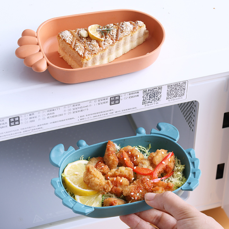 Plato Infantil con Cuchara de Paja de Trigo Resistente a Caídas para Niños y Estudiantes