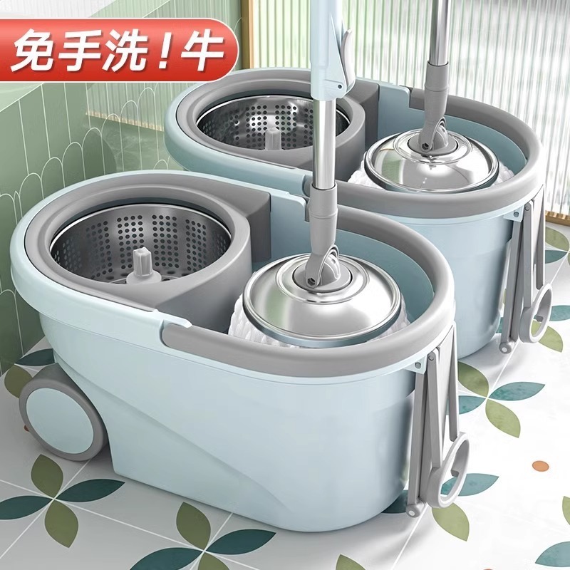 回転モップ、家庭用ワンモップ、手洗い不要、シングルバレル吸収布、自動乾燥・脱水機能付き怠惰なフロアモップ|undefined