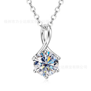 Luster Moissanite Silver Jewelry S925 Silver Plated 18K Round Moissanite Classic Casual Necklace