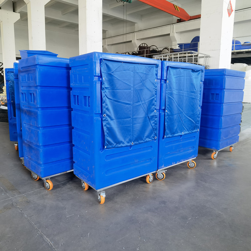 塑料布草笼酒店洗衣房纺织运输洗涤笼车1000L滚塑异形洗地机壳