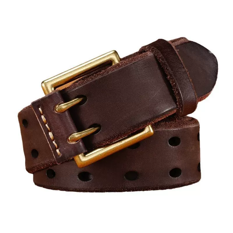 男士皮带真皮腰带男款休闲复古免打孔针扣光面头层牛皮腰带现货
