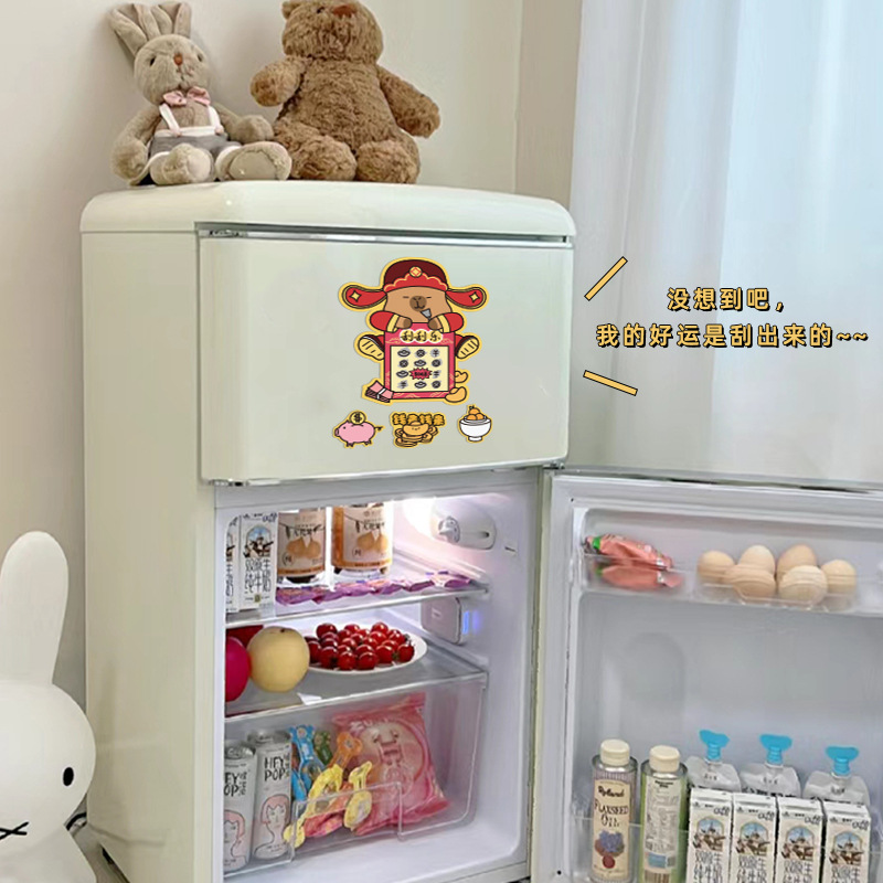 2024 Nuevo capabala refrigerador pegatinas de dibujos animados Capibara refrigerador pegatinas creativo Año Nuevo magnético pegatinas decorativas