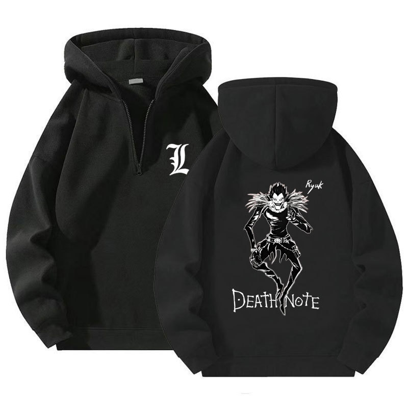 Foreign Trade New Quarter Zipper Pullover Sweatshirt for Men and Women Casual Anime Death Note Zipper Sweatshirt