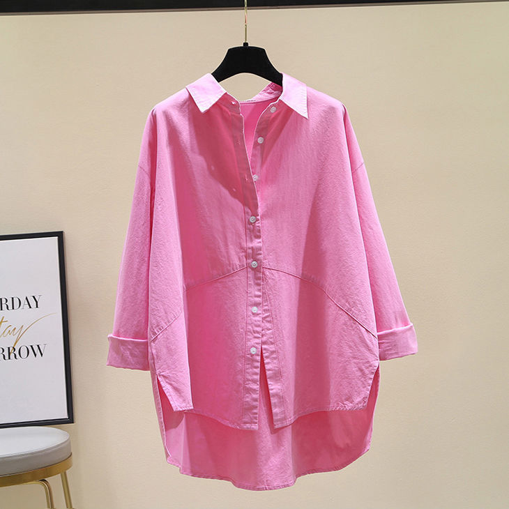 Cotton Shirt Loose Large Size Women's European and Korean Casual Long Sleeve Shirt Loose Top Coat