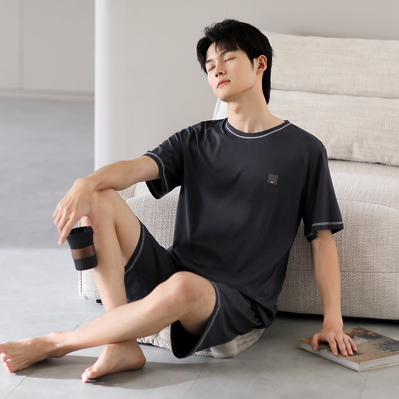 Pajamas Summer Men's Modal Round Neck Short-Sleeved New Loose Style Can Be Worn Outside Thin Summer Men's Home Clothes