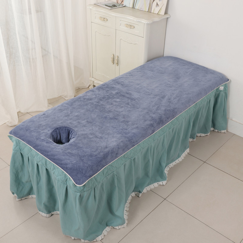 Beauty salon Hemming bed big towel massage bath towel bed sheet cover towel thickened absorbent gray green 80190 with hole Beauty salon Hemming bed big towel massage bath towel bed sheet cover towel thickened absorbent gray green 80190 with hole