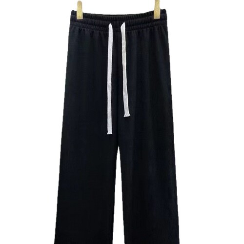 Autumn and winter European cotton wool wide-leg pants, women's velvet corduroy pants, high waist, drooping, slimming, loose straight casual pants