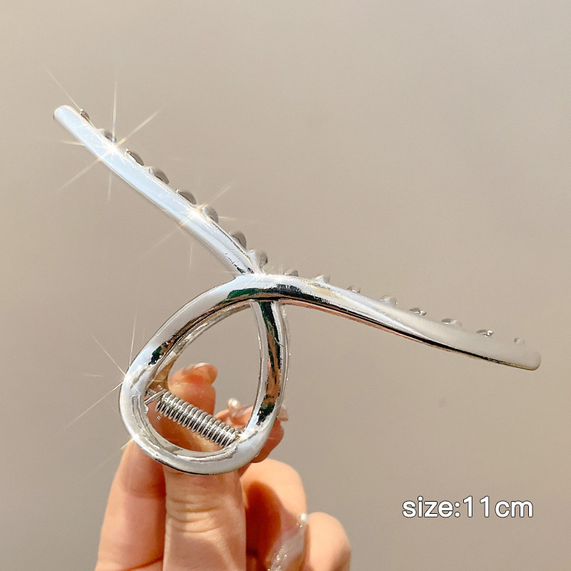 Celebridad de Internet 2024 Nueva Perla grande horquilla clip de pelo hembra Cabeza trasera horquilla tocado clip avanzado clip de tiburón