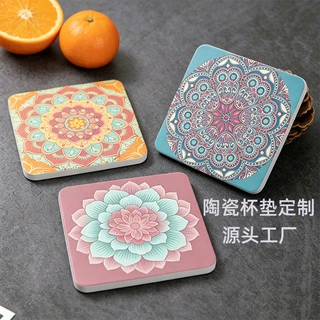 陶瓷杯垫定制餐具吸水隔热防滑圆形跨境亚马逊订制北欧风餐盘