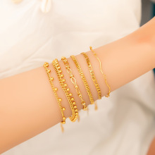 不锈钢手链INS风复古18K金圆珠精细款式时尚高级感不掉色手饰饰品