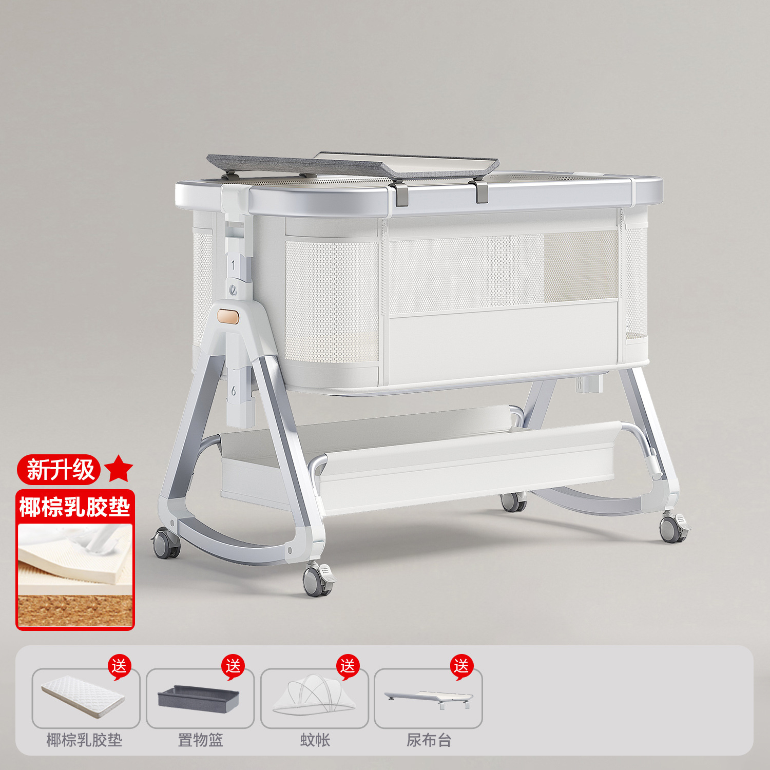 Cama de aleación de aluminio móvil portátil cuna cama plegable multifuncional bb cama recién nacida cama de empalme