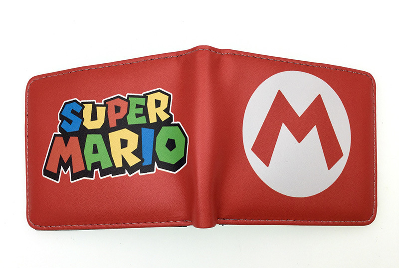 Nuevo Super Mary cartera corta Super Mario estudiante unisex pu cuero Snap cartera