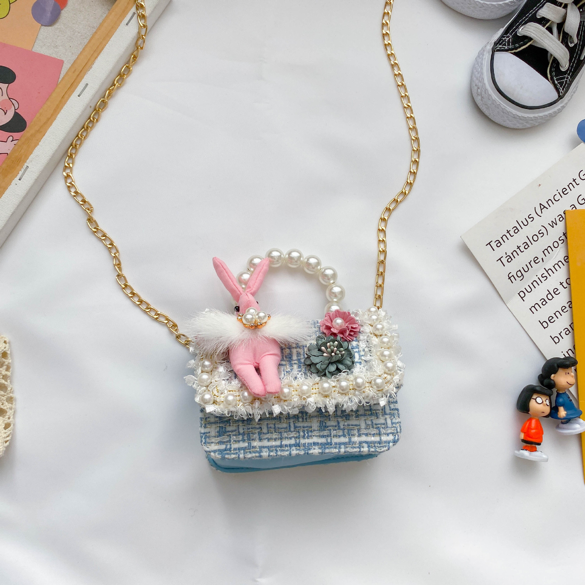 Bolso de perla para niños nuevo estilo coreano lindo estilo occidental bolsa de mensajero para niñas princesa mini cambio bolsa de accesorios