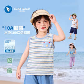 【10A抑菌】夏季新款儿童无袖T恤男童纯棉印花背心女童宝宝上衣t