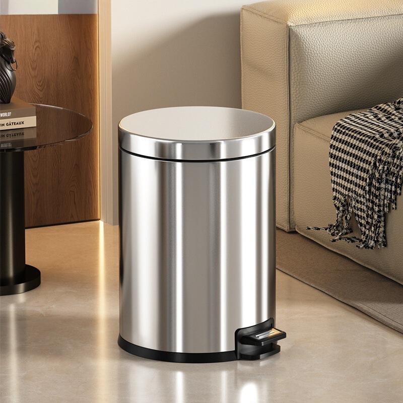 Bathroom Trash Can for Home Use, Stainless Steel, Foot-Operated, Luxury High-End, for Kitchen, Living Room, Bedroom, with Lid, Silent Storage Bin Bathroom Trash Can for Home Use, Stainless Steel, Foot-Operated, Luxury High-End, for Kitchen, Living Room, Bedroom, with Lid, Silent Storage Bin