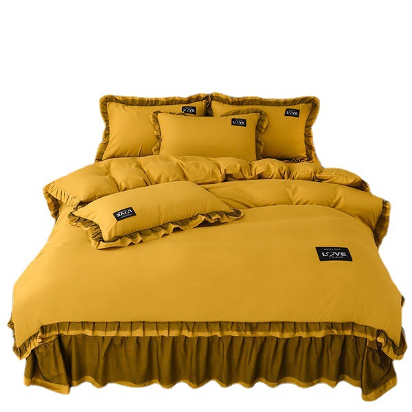 2022新款亲肤水洗四件套磨毛纯色四件套床上四件套四季通用