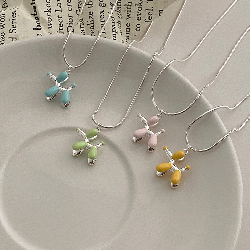 Collana a palloncino con smalto a goccia color argento sterling S, catena per clavicola femminile, minimalista giapponese coreano versatile,_voghion.com