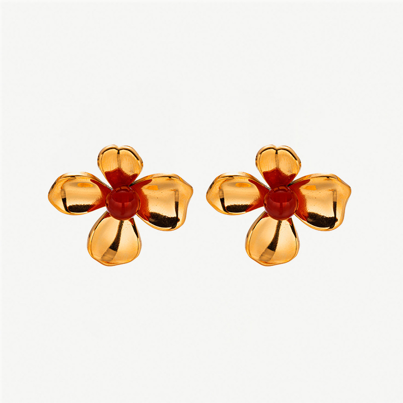 Taina Amazon orejetas de acero inoxidable flores de titanio anillo de piedra natural joyería de moda viajes