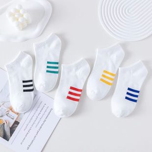 White socks men's summer thin short tube low-top boat socks three bars striped ins tide socks sports sweat-absorbent versatile