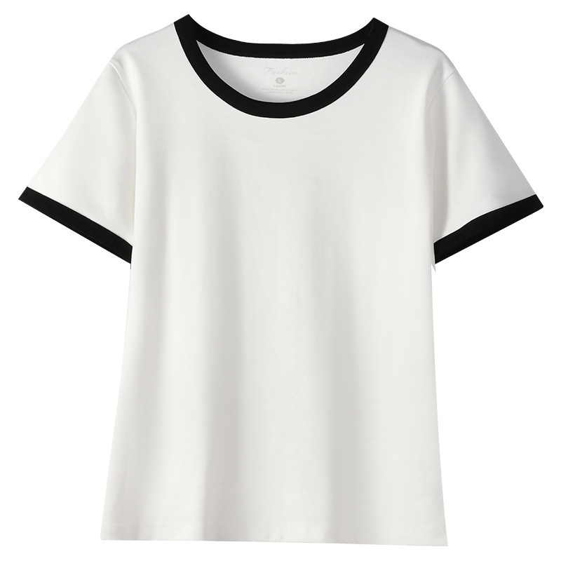 モーダル U ネック半袖 Tシャツ女性の夏の新しいデザインニッチスリムフィットショートトップ在庫卸売|undefined