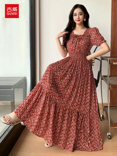 Women's Cotton Lined Floral Print Summer Dress, Beach Vacation Boho Island Sand Skirt