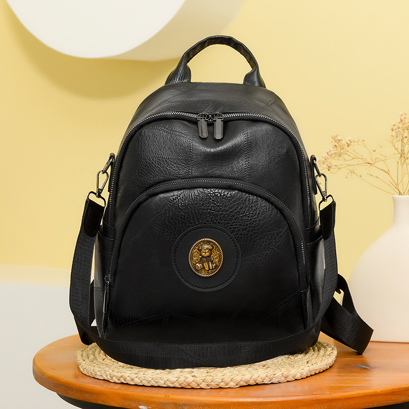 2024 nueva mochila retro bolsa de mujer de moda estilo coreano de cuero suave mochila de mujer de gran capacidad de moda bolsa de viaje de todo fósforo