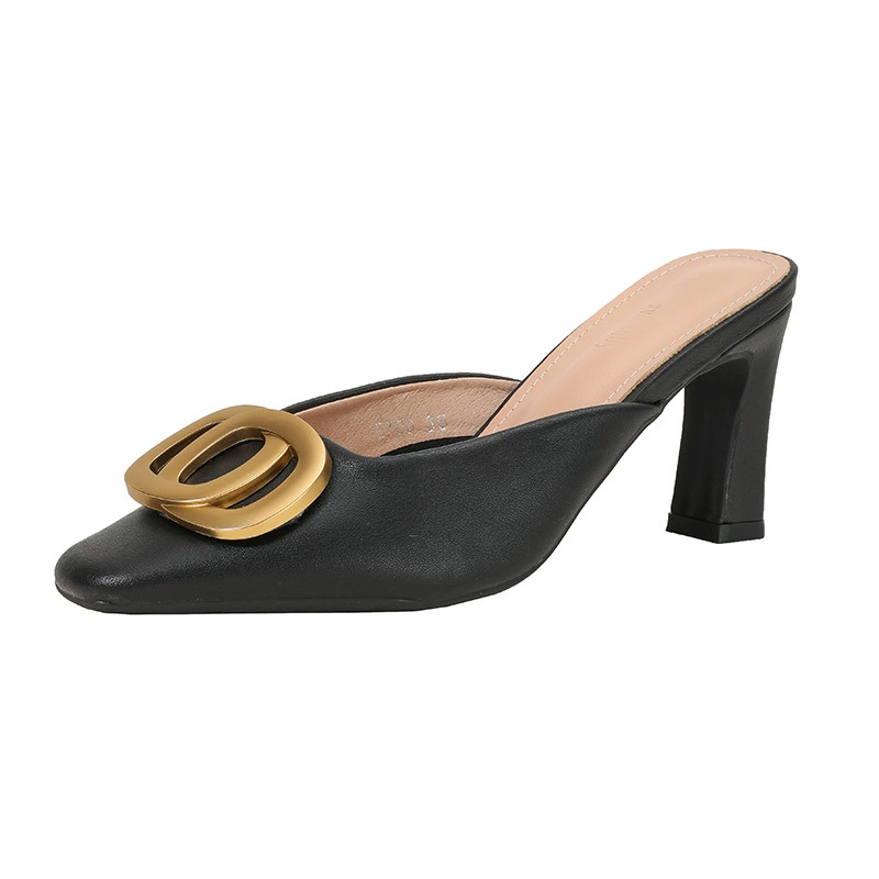 One Love Baby Летние женские сандалии на каблуке 7.5 см, кожа, золотая пряжка, французский стиль